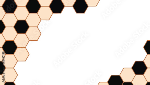 Honeycomb pattern with black and white hexagons and gold outline