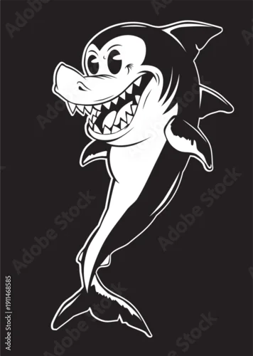 Obraz Retro rekin w pionie wektor