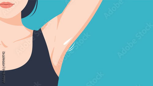 Close-up illustration of a woman's smooth, clean-shaven armpit, representing beauty standards, hair removal, and personal hygiene.