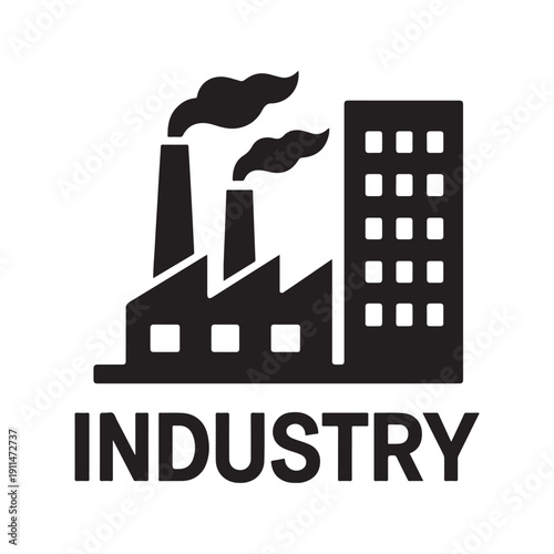 Industry Icon – Factory with Smokestacks