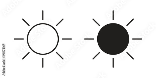 Sun icon in line design. editable stroke icons pack