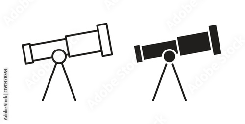 Telescope icon in line design. editable stroke icons pack