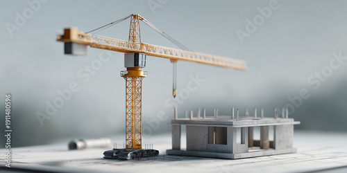 Construction crane working on a construction project, concept of the new building