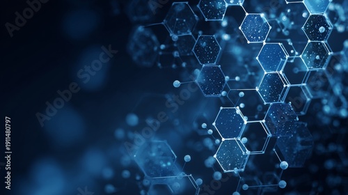 Abstract hexagon pattern background representing molecular structure and genetic research, futuristic chemical engineering concept for healthcare innovation, medical science technology design and biot