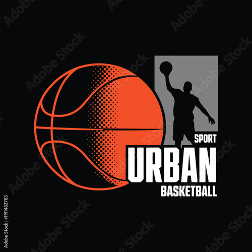 Urban Basketball Street Sports Silhouette Graphic Vector Art