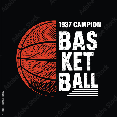 Vintage 1987 Campion Basketball Sports T-shirt Design Vector Illustration