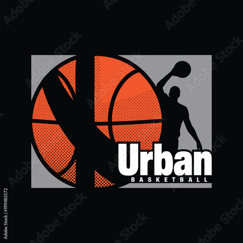 Urban Basketball Street Sports Silhouette Graphic T-shirt Design