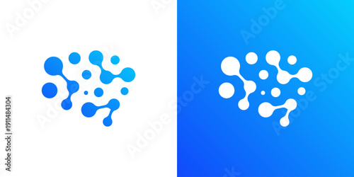 Dual meaning logo combining a brain and dot connection elements, symbolizing intelligence, neural networking, data connectivity, and advanced AI-driven innovation.