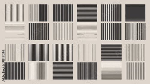 An abstract composition features a grid of rectangles each filled with closely spaced vertical lines varying in tone and density high quality professional detailed modern elegant