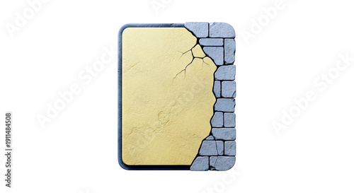 Cracked Plaster Surface with Stone Border