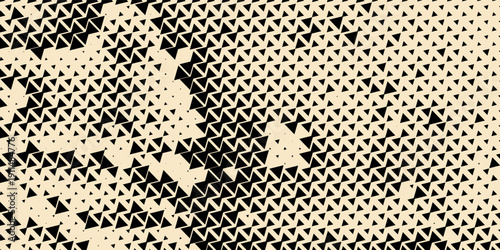 Abstract geometric black and white deco art halftone hexagone  and triangle print pattern