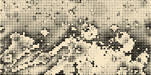 Abstract geometric black and white deco art halftone hexagone  and triangle print pattern