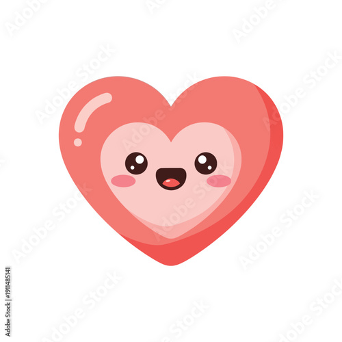 A cute cartoon heart with a smiling face and blush cheeks is shown.