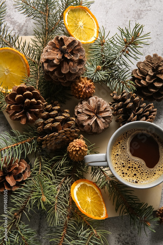Pine cones with fir branche...