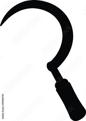 Sickle tool silhouette vector, Grass sickle icon vector
