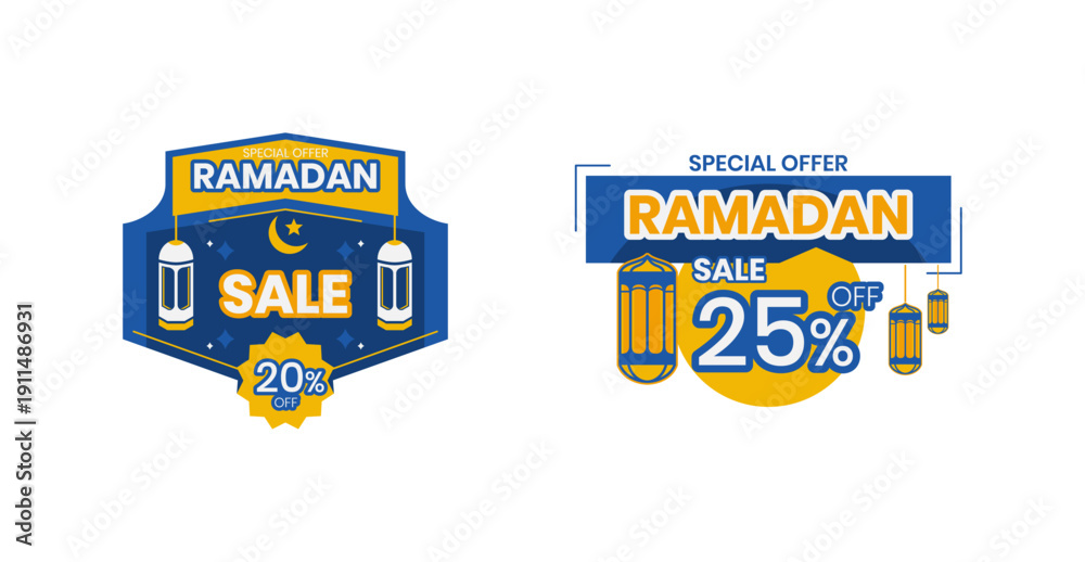 Obraz premium ramadan sale element design in blue color. design in white background. promo ramadan sale