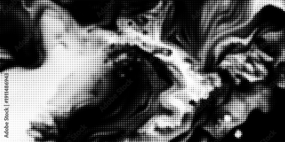 Fototapeta premium Vector halftone dots background, fading dot effect. Imitation of a mountain landscape, banner, shades of gray.