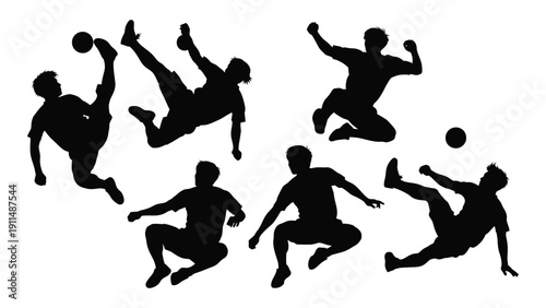 Dynamic silhouettes of people playing various sports and activities Vector