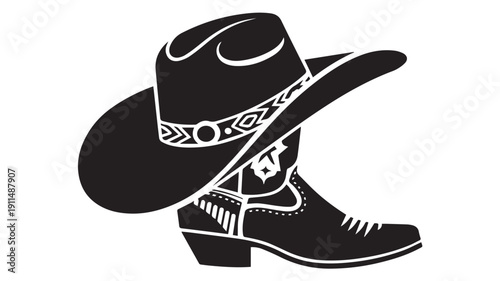 Cowboy Hat and Boot Western Icon Graphic Design