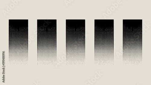 A minimalist composition displays five vertical rectangles with a gradient fill transitioning from dark to light creating a textured effect high quality professional detailed modern elegant