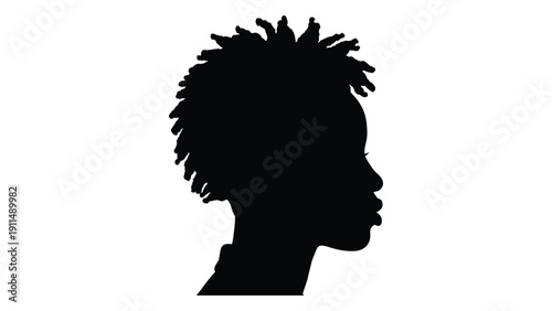 Silhouette of a person with an afro hairstyle in profile view Vector