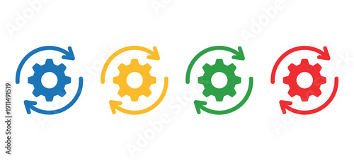 Process icon set  multiple style collection element for design, modern step by step workflow, timeline, automation and strategy pictogram bundle