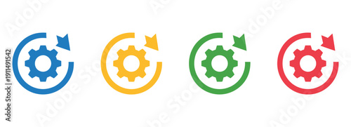 Process icon set multiple style collection element for design, comprehensive workflow and project management symbol pack in flat, outline, gradient and glyph variations