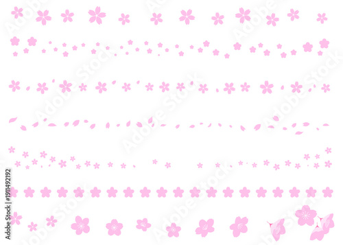 桜の飾り罫線・ラインのイラストセット　フレーム