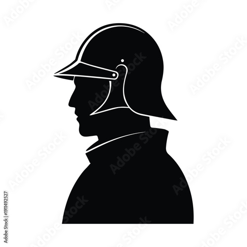 Medieval knight in armor helmet silhouette profile