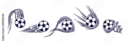 Soccer ball in motion. Speed line and trail effect