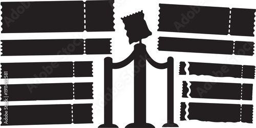 Silhouette of ticket stubs and a ticket holder stand