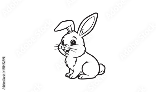 Easter sunday cute bunny illustration for kids