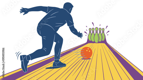 Bowling ball vector illustration of a man playing on a lane