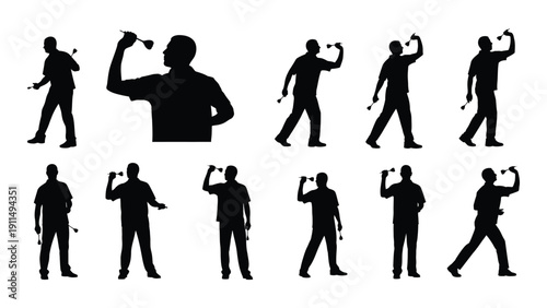 Silhouettes of people engaged in various activities and exercises Vector