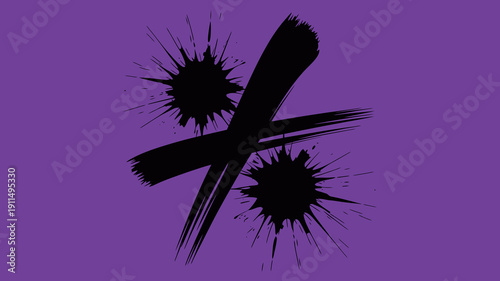 A striking image features a bold black abstract mark resembling a stylized x against a solid purple background high quality professional detailed modern elegant stylish clean