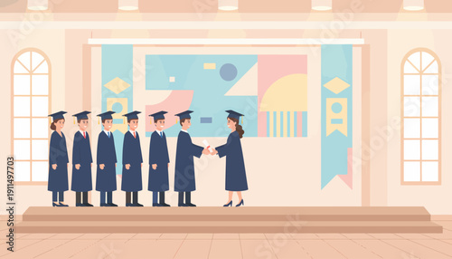 Graduation Ceremony with Faculty and Graduates.