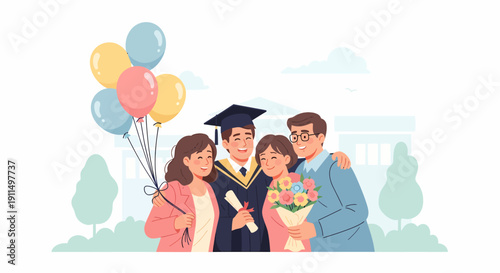 Happy Family Celebrating Graduation Together.