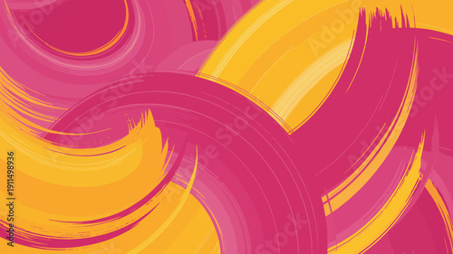 An abstract composition showcasing swirling brushstrokes of vibrant pink and golden yellow hues creating a dynamic and energetic visual effect high quality professional detailed modern elegant