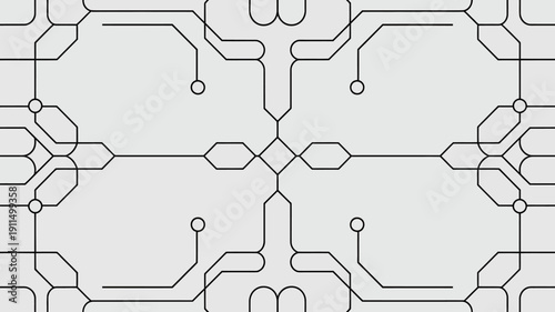 An intricate symmetrical pattern of interconnected lines and geometric shapes dominates this image creating a minimalist and modern design high quality professional detailed elegant stylish clean