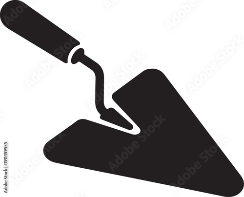 Masonry trowel tool silhouette icon for bricklaying and construction work professional building equipment isolated on transparent background