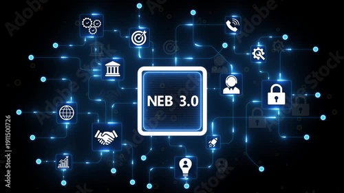 neb 3.0 ,Business, technology, internet and networking concept ,blockchain business concept ,decentralized financial system ,blue and binary. 4k motion Technology....