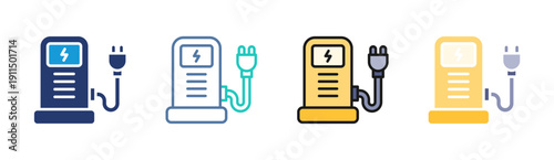 Power Plug icon set multiple style collection