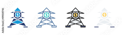 Power Transmission icon set multiple style collection