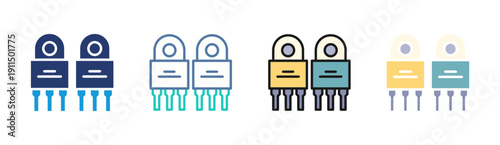 Power Socket icon set multiple style collection