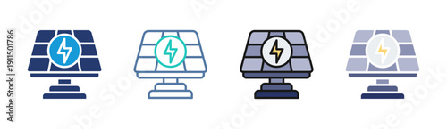 Solar Power icon set multiple style collection