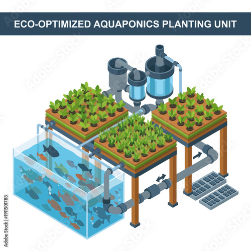 Aquaponics System with Fish and Plants.
