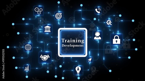 Business, Technology, Internet and network concept. Coaching mentoring education business training development E-learning concept. glowing animation.