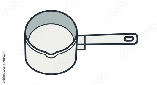 Minimalist line art illustration of a saucepan filled with liquid, perfect for cooking concepts