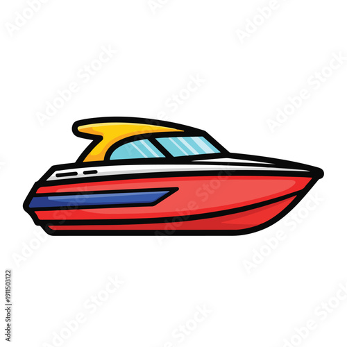 A colorful cartoon speedboat