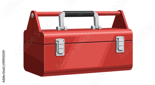 A vibrant red utility box for storing essential tools, perfect for home repairs and professional projects, symbolizing readiness and practical